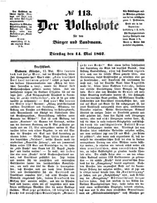 Der Volksbote für den Bürger und Landmann Dienstag 14. Mai 1867