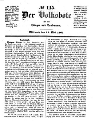 Der Volksbote für den Bürger und Landmann Mittwoch 15. Mai 1867