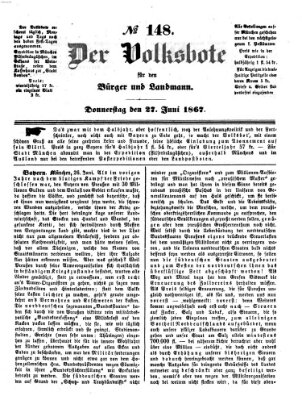 Der Volksbote für den Bürger und Landmann Donnerstag 27. Juni 1867