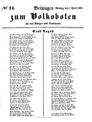 Der Volksbote für den Bürger und Landmann Montag 8. April 1867