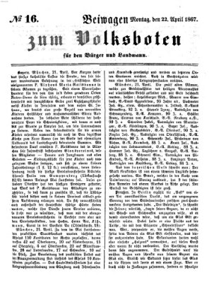 Der Volksbote für den Bürger und Landmann Montag 22. April 1867