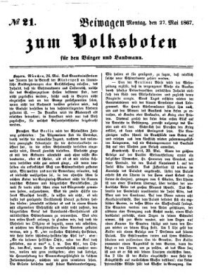 Der Volksbote für den Bürger und Landmann Montag 27. Mai 1867