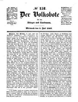 Der Volksbote für den Bürger und Landmann Mittwoch 3. Juli 1867