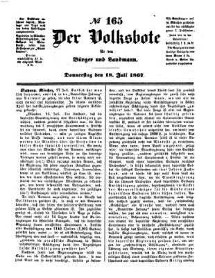 Der Volksbote für den Bürger und Landmann Donnerstag 18. Juli 1867