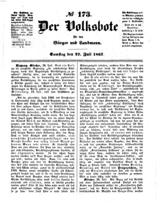 Der Volksbote für den Bürger und Landmann Samstag 27. Juli 1867