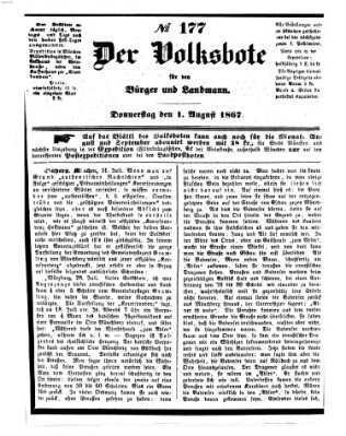 Der Volksbote für den Bürger und Landmann Donnerstag 1. August 1867