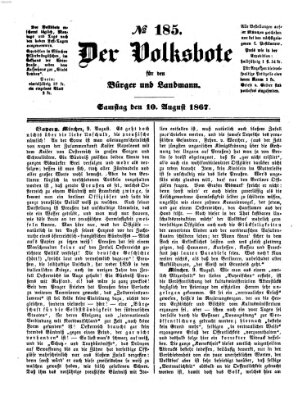 Der Volksbote für den Bürger und Landmann Samstag 10. August 1867