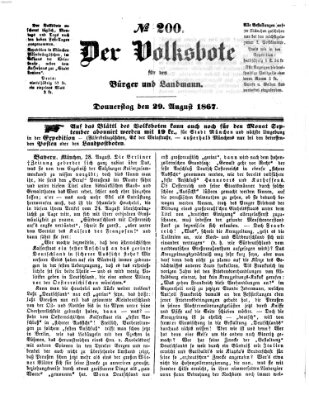 Der Volksbote für den Bürger und Landmann Donnerstag 29. August 1867