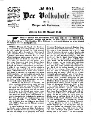 Der Volksbote für den Bürger und Landmann Freitag 30. August 1867