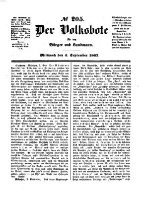 Der Volksbote für den Bürger und Landmann Mittwoch 4. September 1867