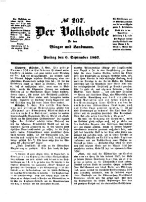 Der Volksbote für den Bürger und Landmann Freitag 6. September 1867