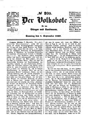 Der Volksbote für den Bürger und Landmann Sonntag 8. September 1867