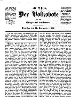 Der Volksbote für den Bürger und Landmann Dienstag 17. September 1867