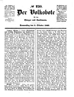 Der Volksbote für den Bürger und Landmann Donnerstag 3. Oktober 1867