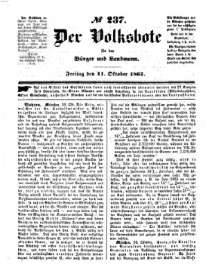 Der Volksbote für den Bürger und Landmann Freitag 11. Oktober 1867