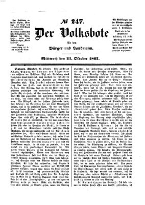 Der Volksbote für den Bürger und Landmann Mittwoch 23. Oktober 1867