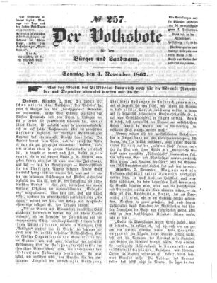 Der Volksbote für den Bürger und Landmann Sonntag 3. November 1867