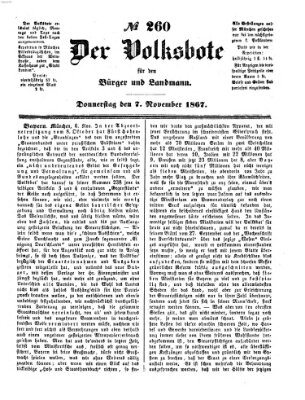 Der Volksbote für den Bürger und Landmann Donnerstag 7. November 1867