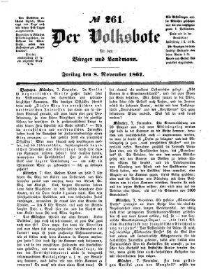 Der Volksbote für den Bürger und Landmann Freitag 8. November 1867