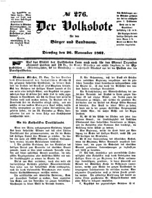 Der Volksbote für den Bürger und Landmann Dienstag 26. November 1867