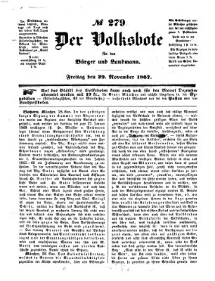 Der Volksbote für den Bürger und Landmann Freitag 29. November 1867