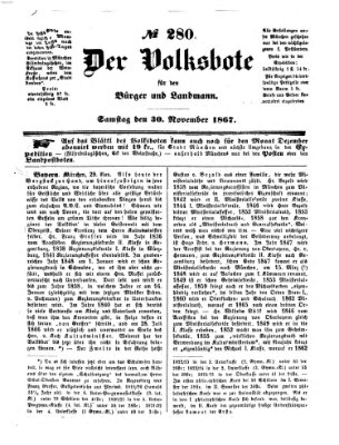 Der Volksbote für den Bürger und Landmann Samstag 30. November 1867