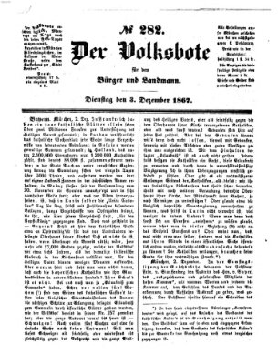 Der Volksbote für den Bürger und Landmann Dienstag 3. Dezember 1867