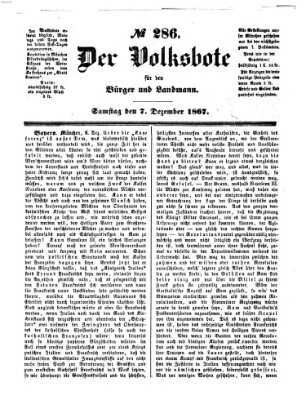 Der Volksbote für den Bürger und Landmann Samstag 7. Dezember 1867