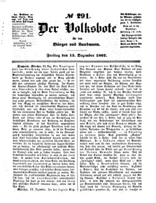 Der Volksbote für den Bürger und Landmann Freitag 13. Dezember 1867