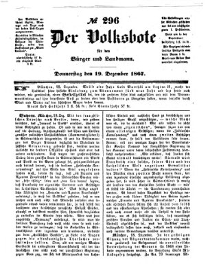 Der Volksbote für den Bürger und Landmann Donnerstag 19. Dezember 1867