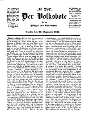 Der Volksbote für den Bürger und Landmann Freitag 20. Dezember 1867