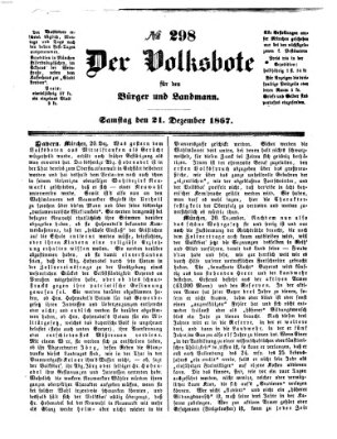 Der Volksbote für den Bürger und Landmann Samstag 21. Dezember 1867