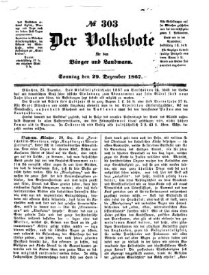 Der Volksbote für den Bürger und Landmann Sonntag 29. Dezember 1867