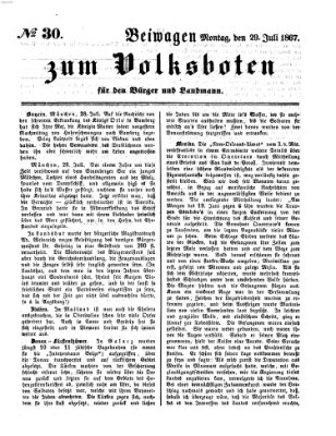 Der Volksbote für den Bürger und Landmann Montag 29. Juli 1867