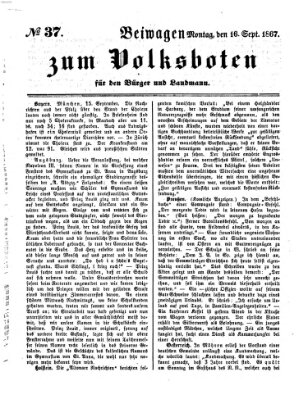 Der Volksbote für den Bürger und Landmann Montag 16. September 1867