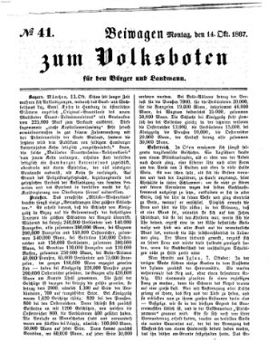 Der Volksbote für den Bürger und Landmann Montag 14. Oktober 1867