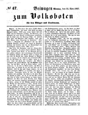 Der Volksbote für den Bürger und Landmann Montag 25. November 1867