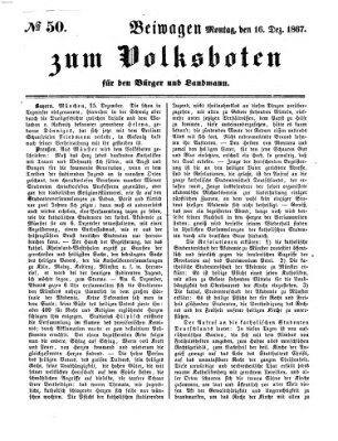 Der Volksbote für den Bürger und Landmann Montag 16. Dezember 1867