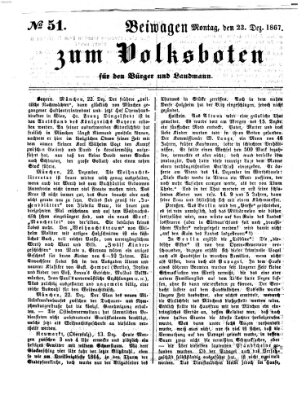 Der Volksbote für den Bürger und Landmann Montag 23. Dezember 1867