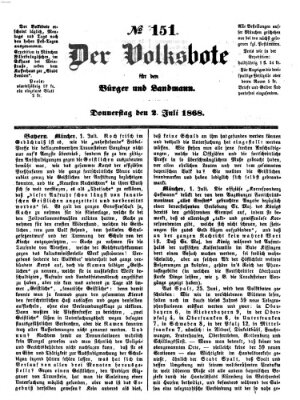 Der Volksbote für den Bürger und Landmann Donnerstag 2. Juli 1868