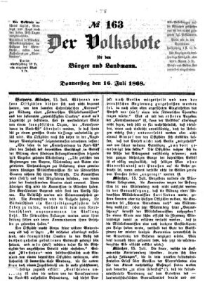 Der Volksbote für den Bürger und Landmann Donnerstag 16. Juli 1868