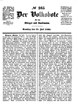 Der Volksbote für den Bürger und Landmann Samstag 18. Juli 1868