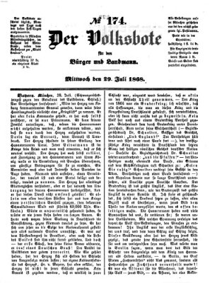 Der Volksbote für den Bürger und Landmann Mittwoch 29. Juli 1868