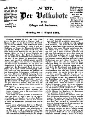 Der Volksbote für den Bürger und Landmann Samstag 1. August 1868