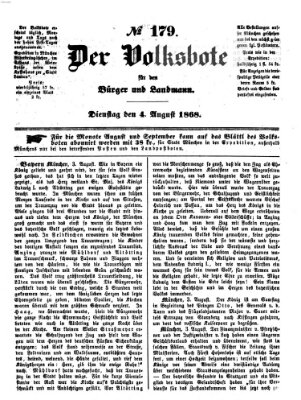 Der Volksbote für den Bürger und Landmann Dienstag 4. August 1868