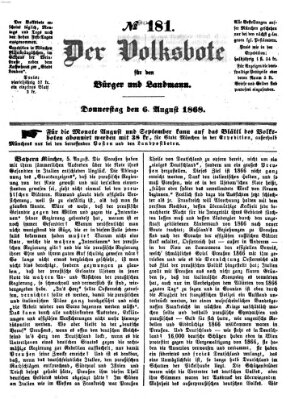 Der Volksbote für den Bürger und Landmann Donnerstag 6. August 1868