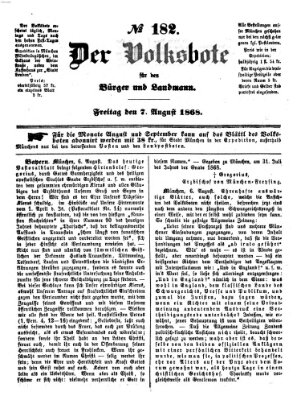 Der Volksbote für den Bürger und Landmann Freitag 7. August 1868