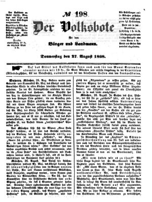 Der Volksbote für den Bürger und Landmann Donnerstag 27. August 1868