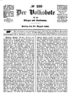 Der Volksbote für den Bürger und Landmann Freitag 28. August 1868