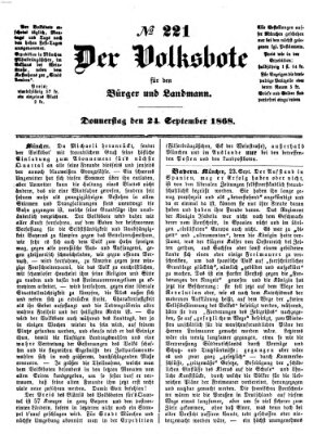 Der Volksbote für den Bürger und Landmann Donnerstag 24. September 1868